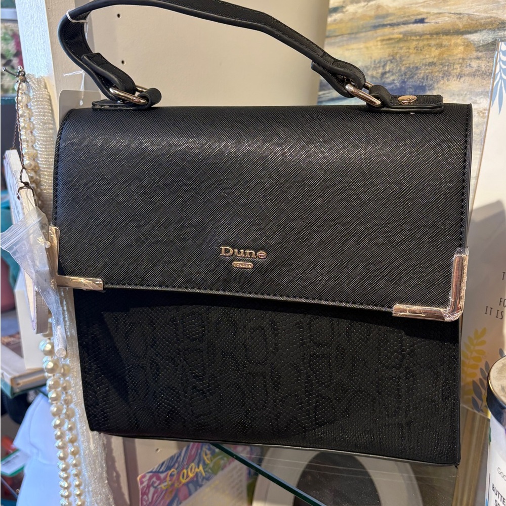 Dune London Black Structured Satchel with Top Handle